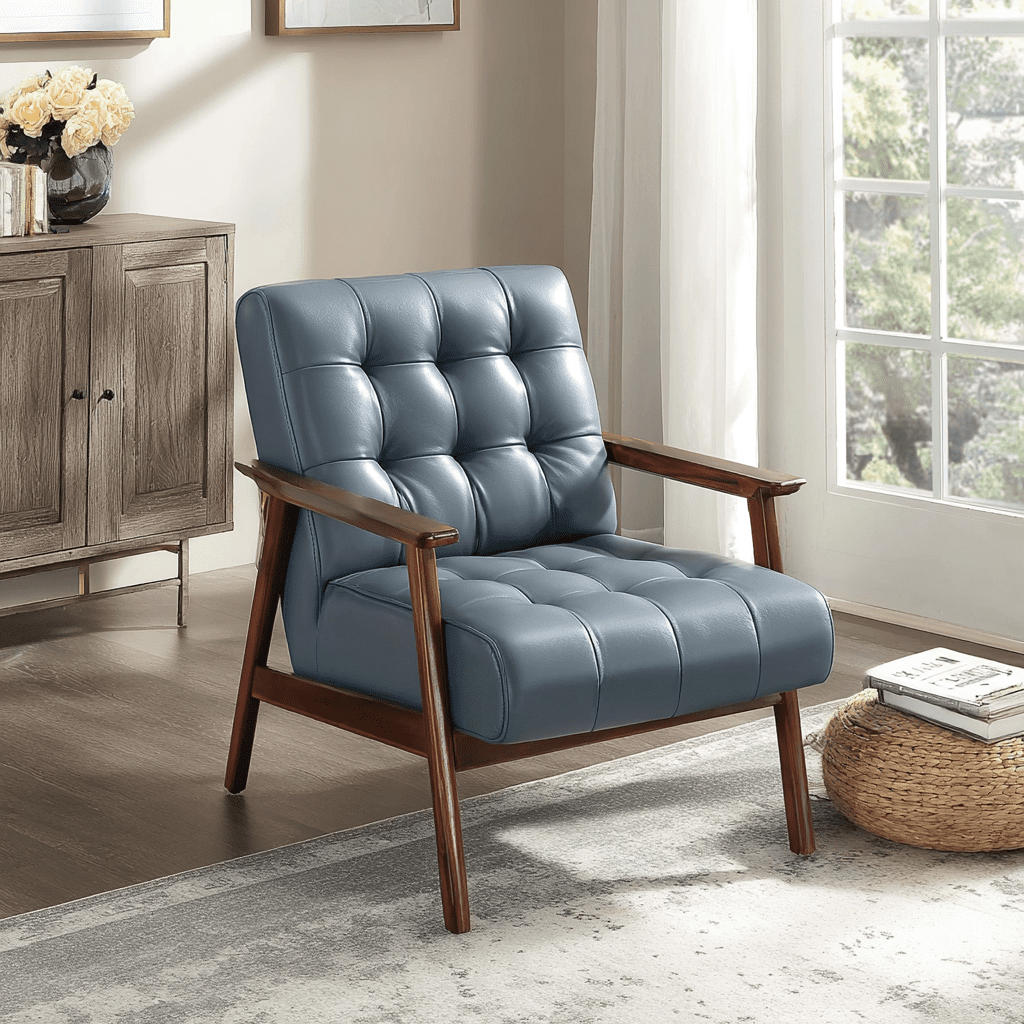leather mid century modern lounge chair