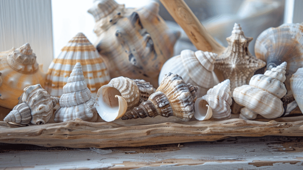 cohesive coastal christmas decor shell driftwood