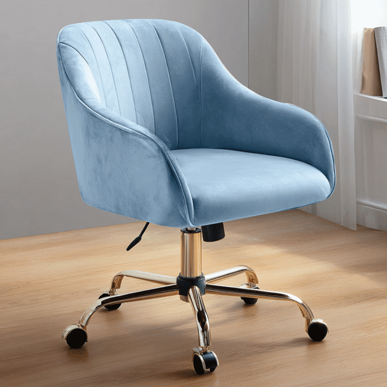 light blue velvet swivel desk chair