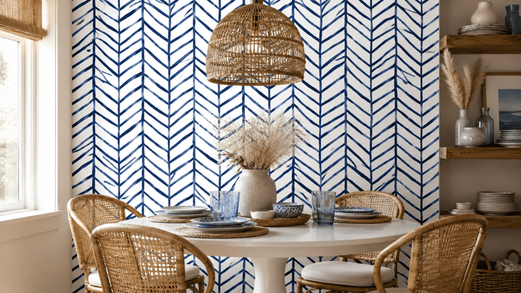 blue striped navy peel and stick wall paper