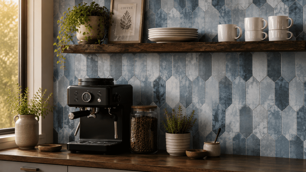 peel and stick tiles blue hexagon