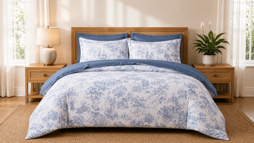 blue comforter set queen size botanical