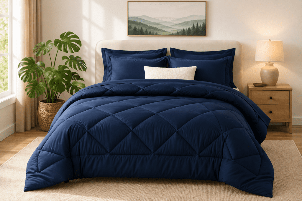 dark navy blue comforter set queen