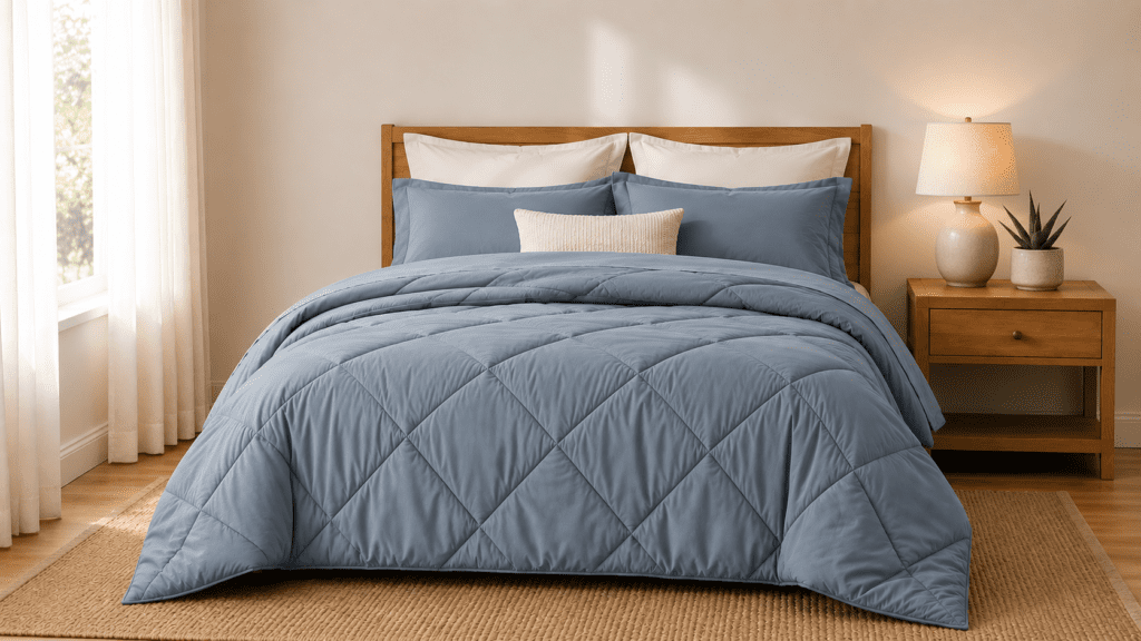 grayish blue comforter set queen