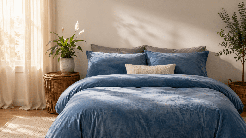 light blue comforter set queen velvet