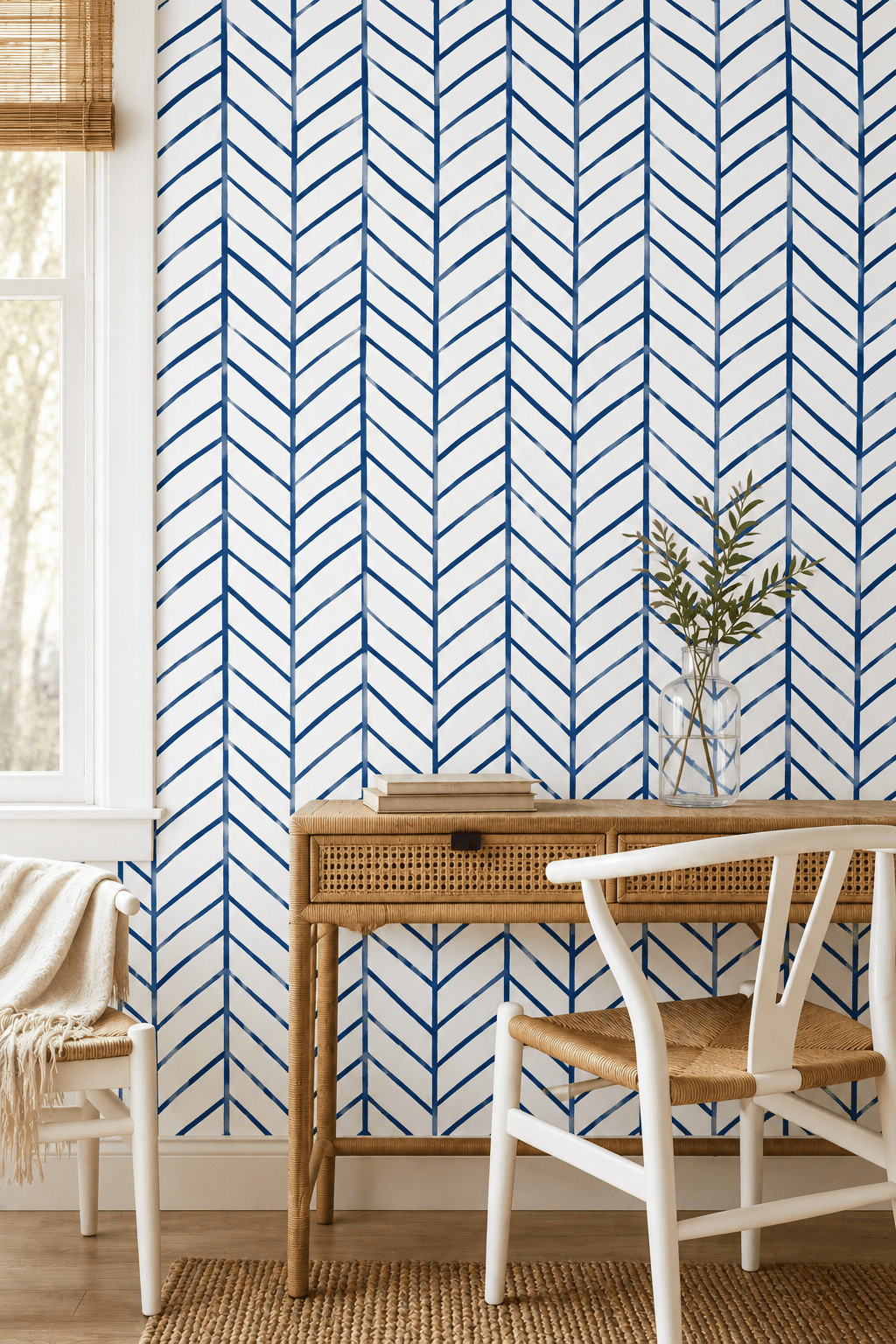 peel and stick wallpaper blue and white stripes